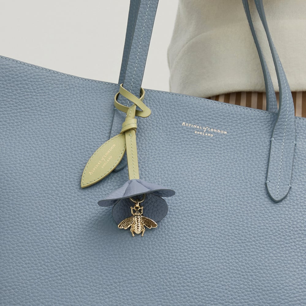 Wildflower & Bee Charm Sky Blue Pebble