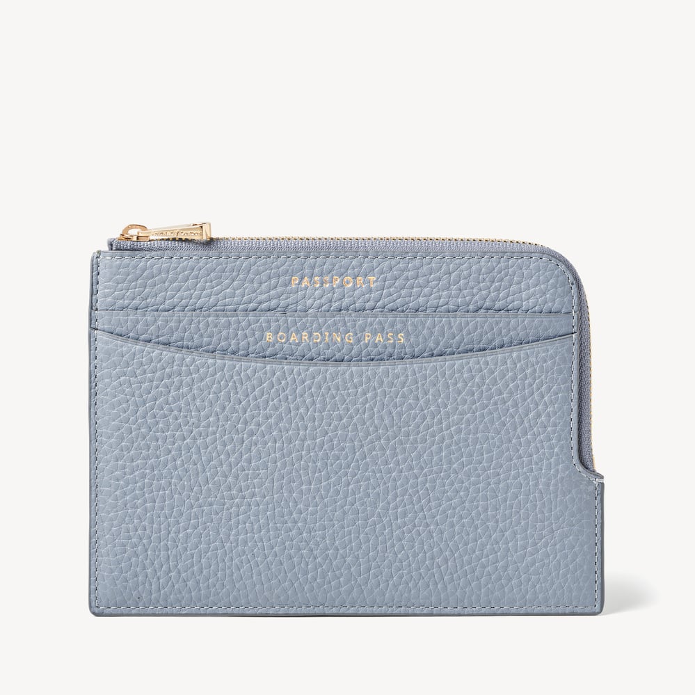Zipped Travel Wallet Sky Blue Pebble