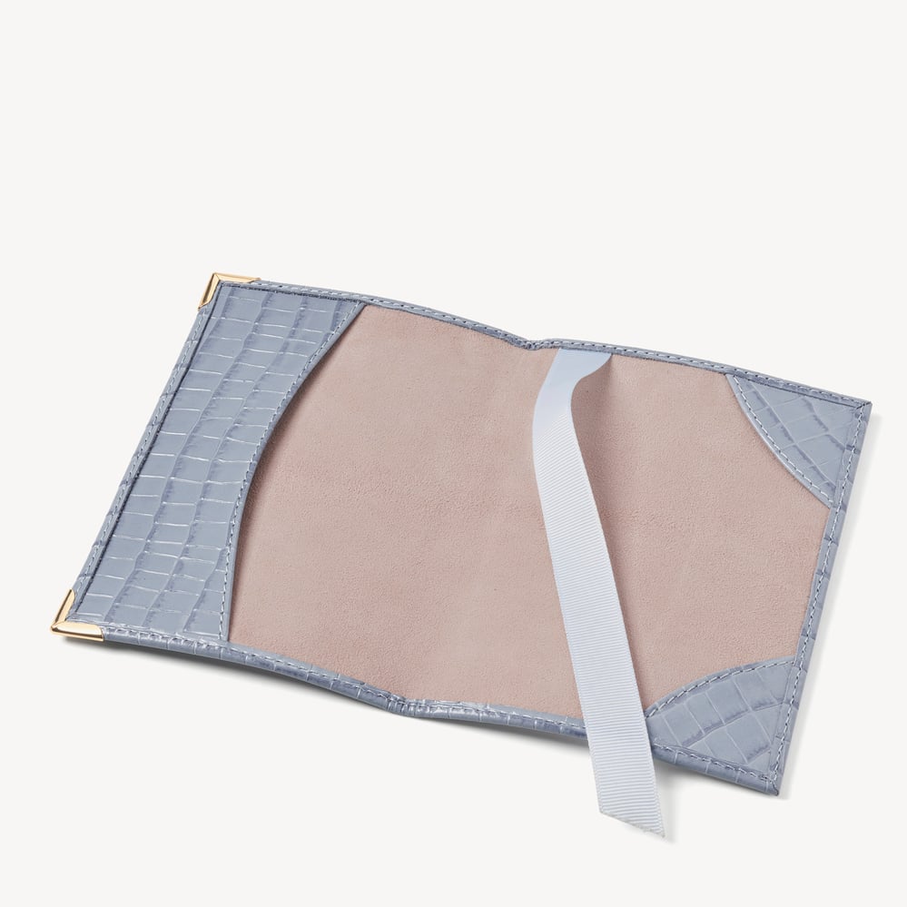 Passport Cover Deep Shine Sky Blue Small Croc