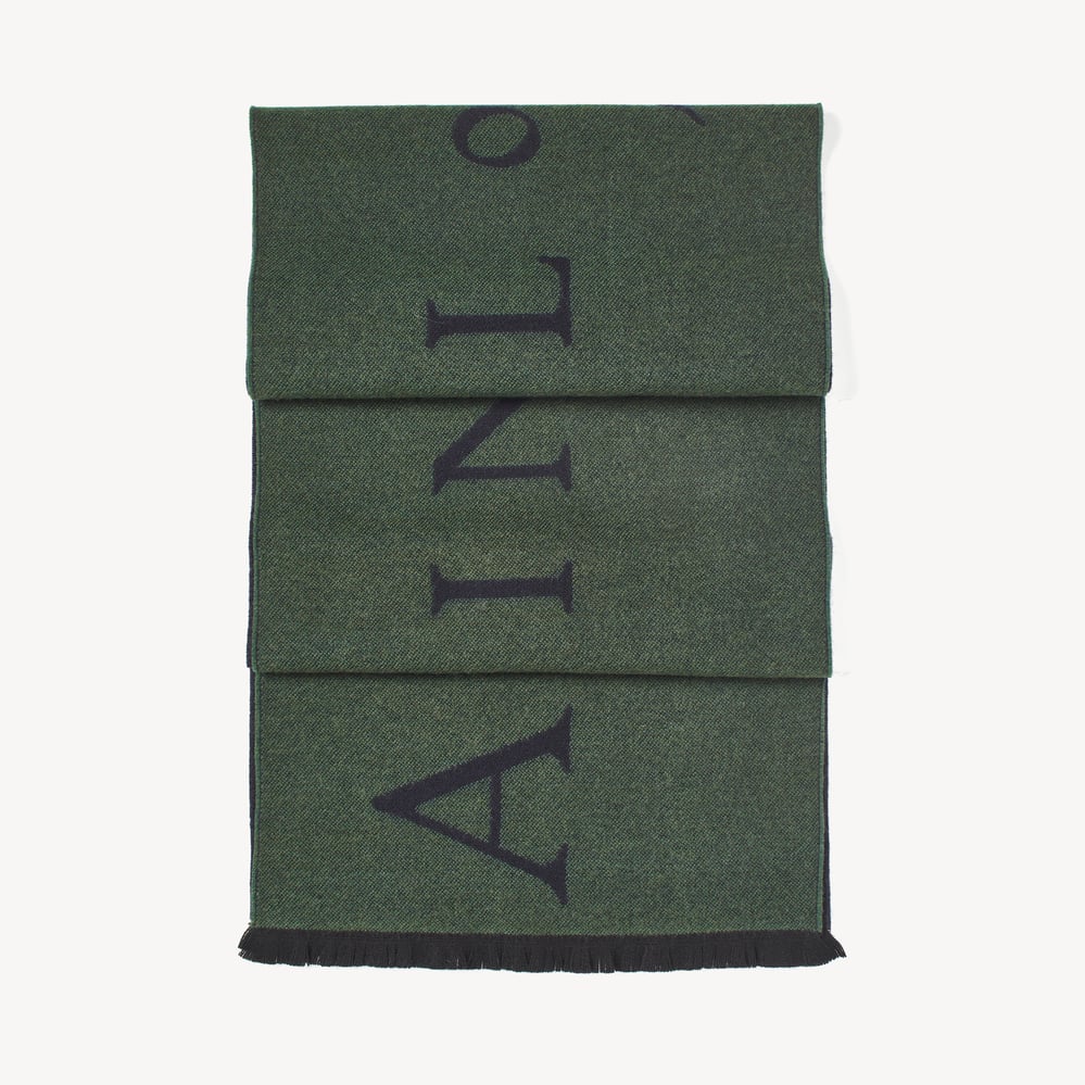 Bi-Colour Heavyweight Merino Wool Scarf Alpine Green & Navy Merino Wool