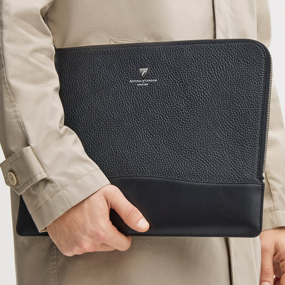 City Leather Folio Case Black Pebble
