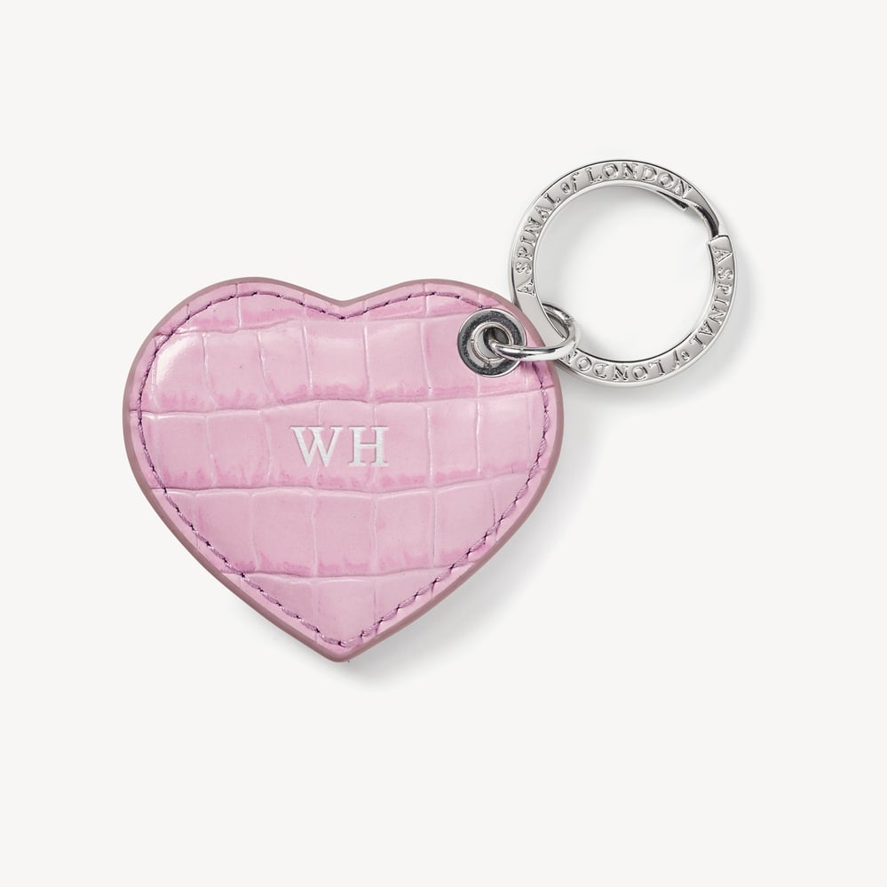 Small Heart Keyring Deep Shine Powder Lilac Small Croc