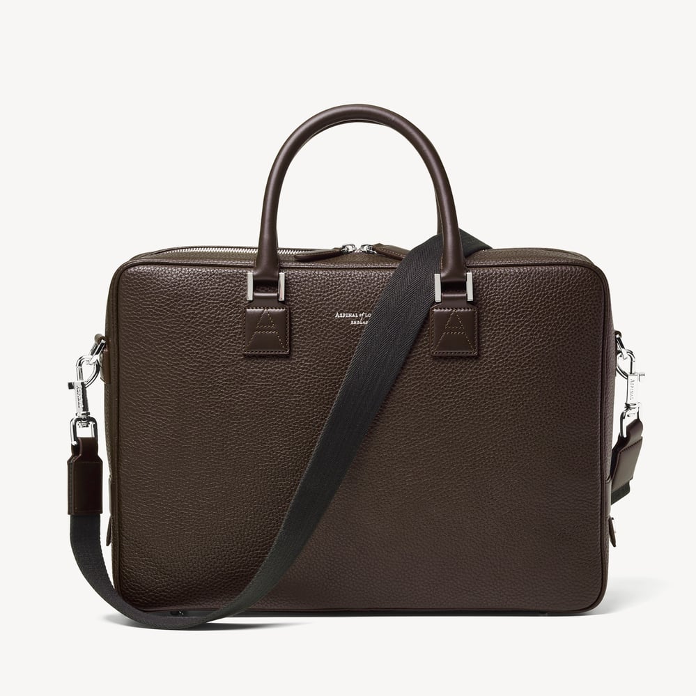 Mount Street Laptop Briefcase Chocolate Pebble