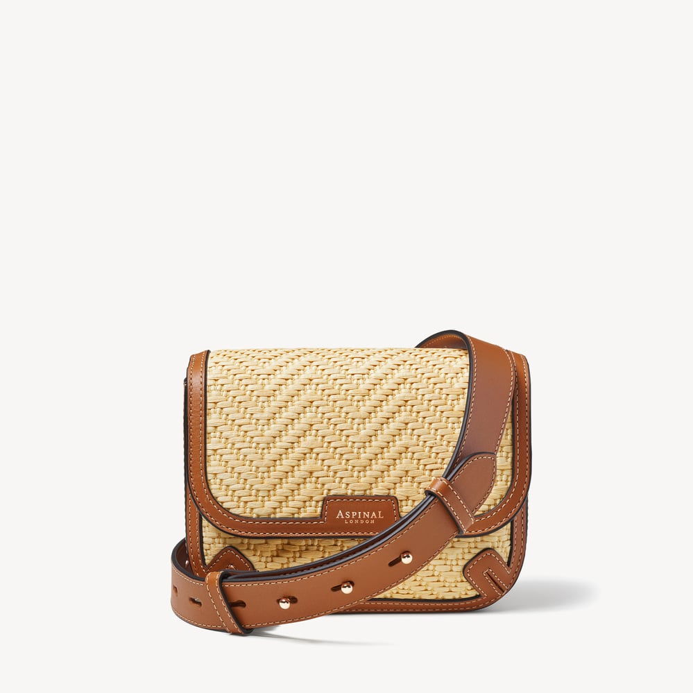 Ella Crossbody Natural Raffia & Smooth Tan