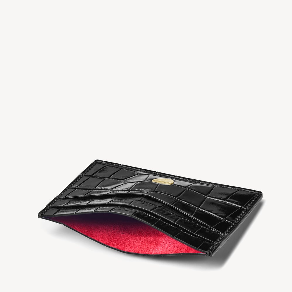 Slim Credit Card Holder Deep Shine Black Croc