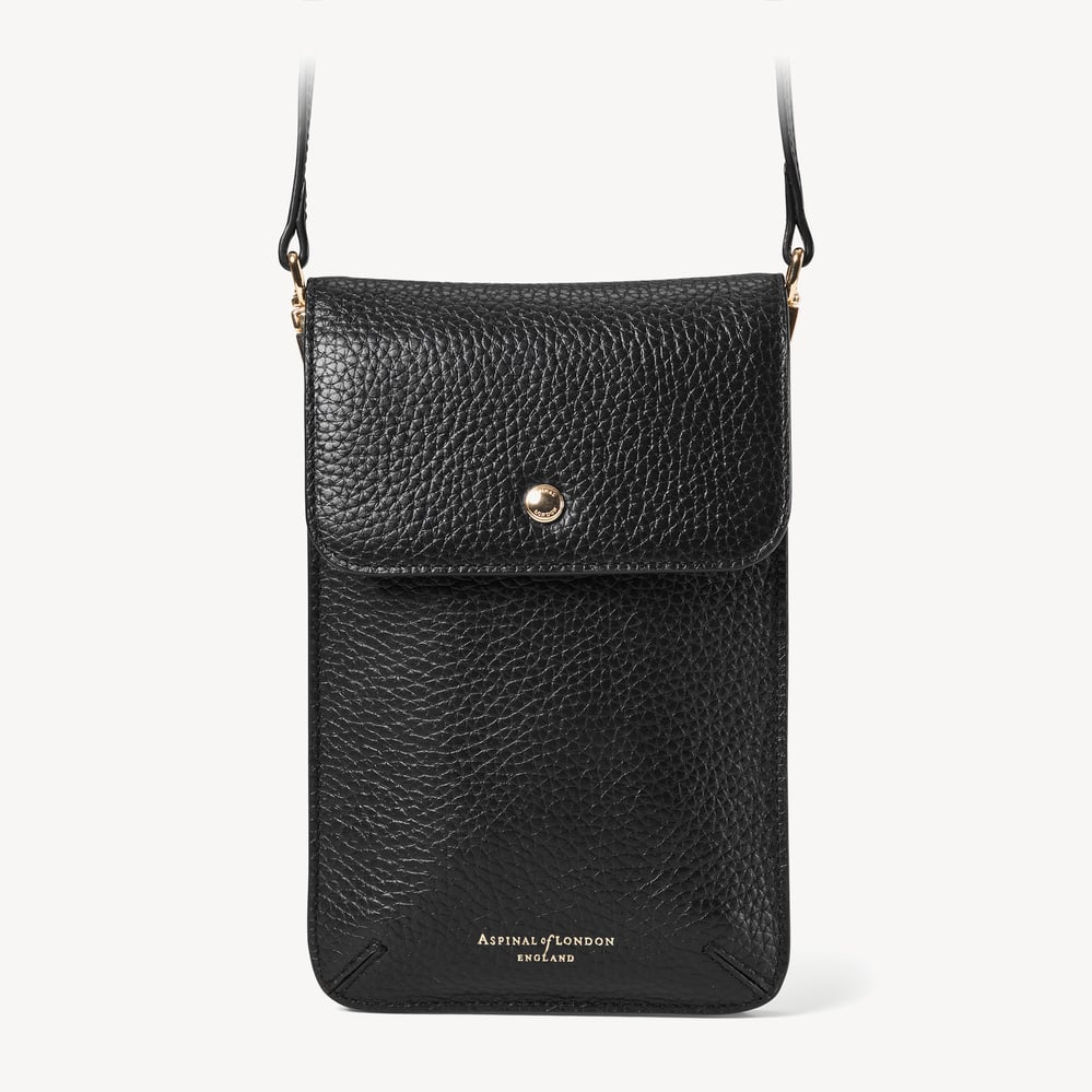 Duo Phone Crossbody Pouch Black Pebble