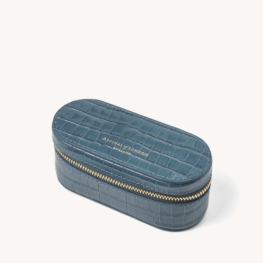 Handbag Tidy All Deep Shine Peacock Blue Small Croc