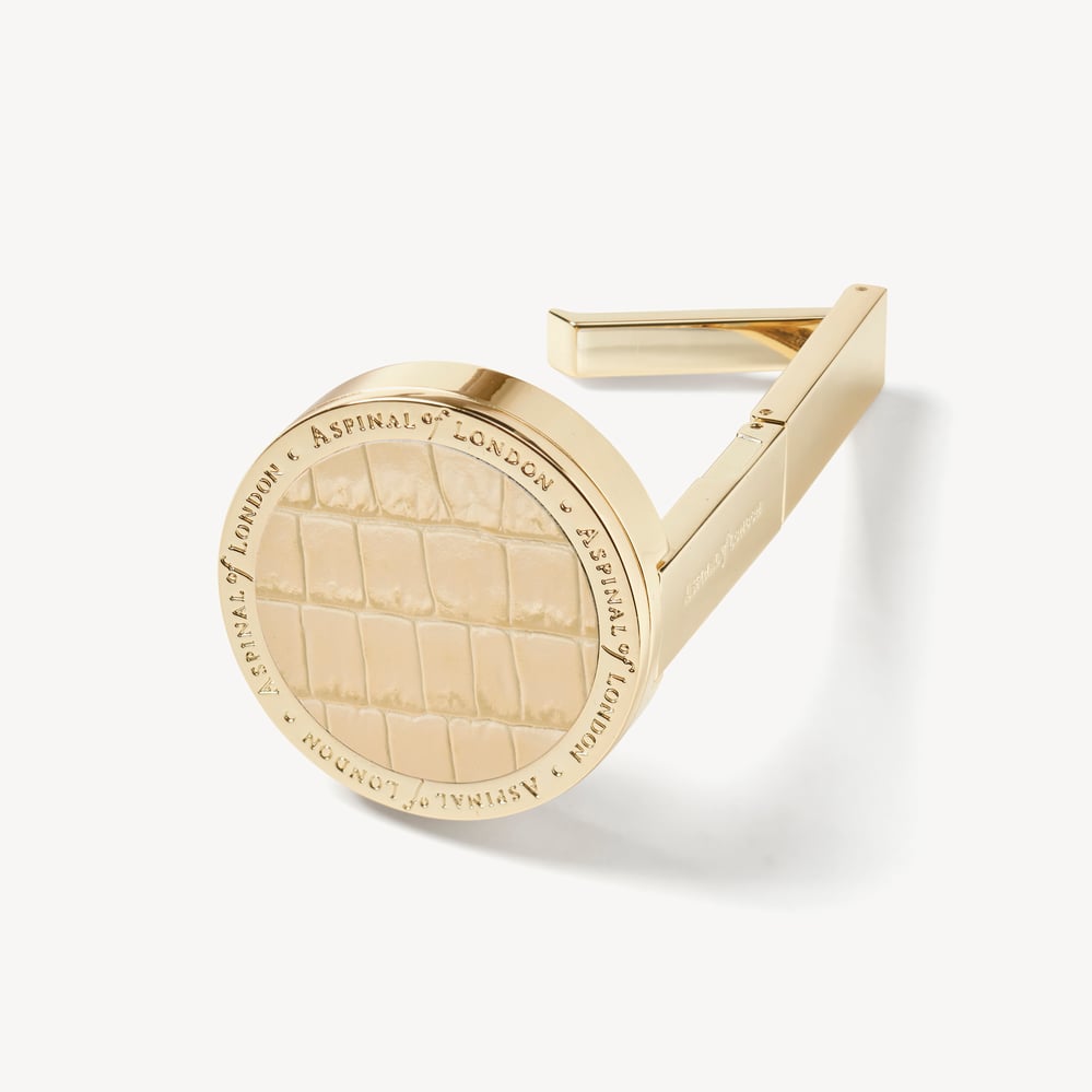 Foldable Handbag Hook Deep Shine Buttermilk Small Croc