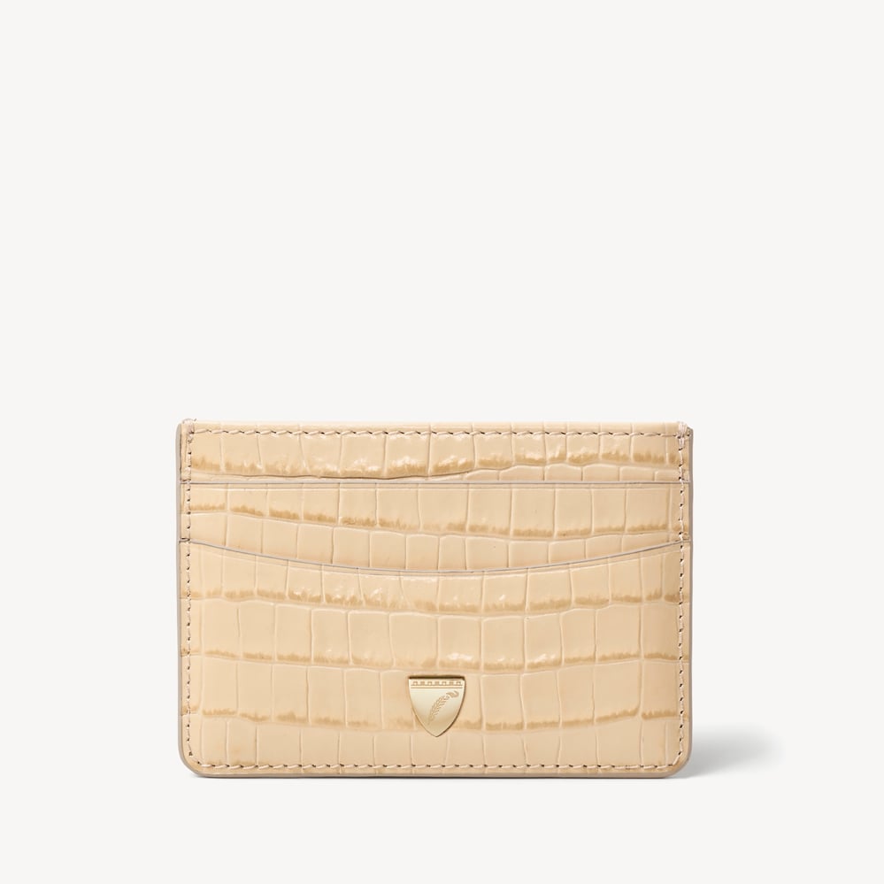 Slim Credit Card Holder Deep Shine Buttermilk Small Croc