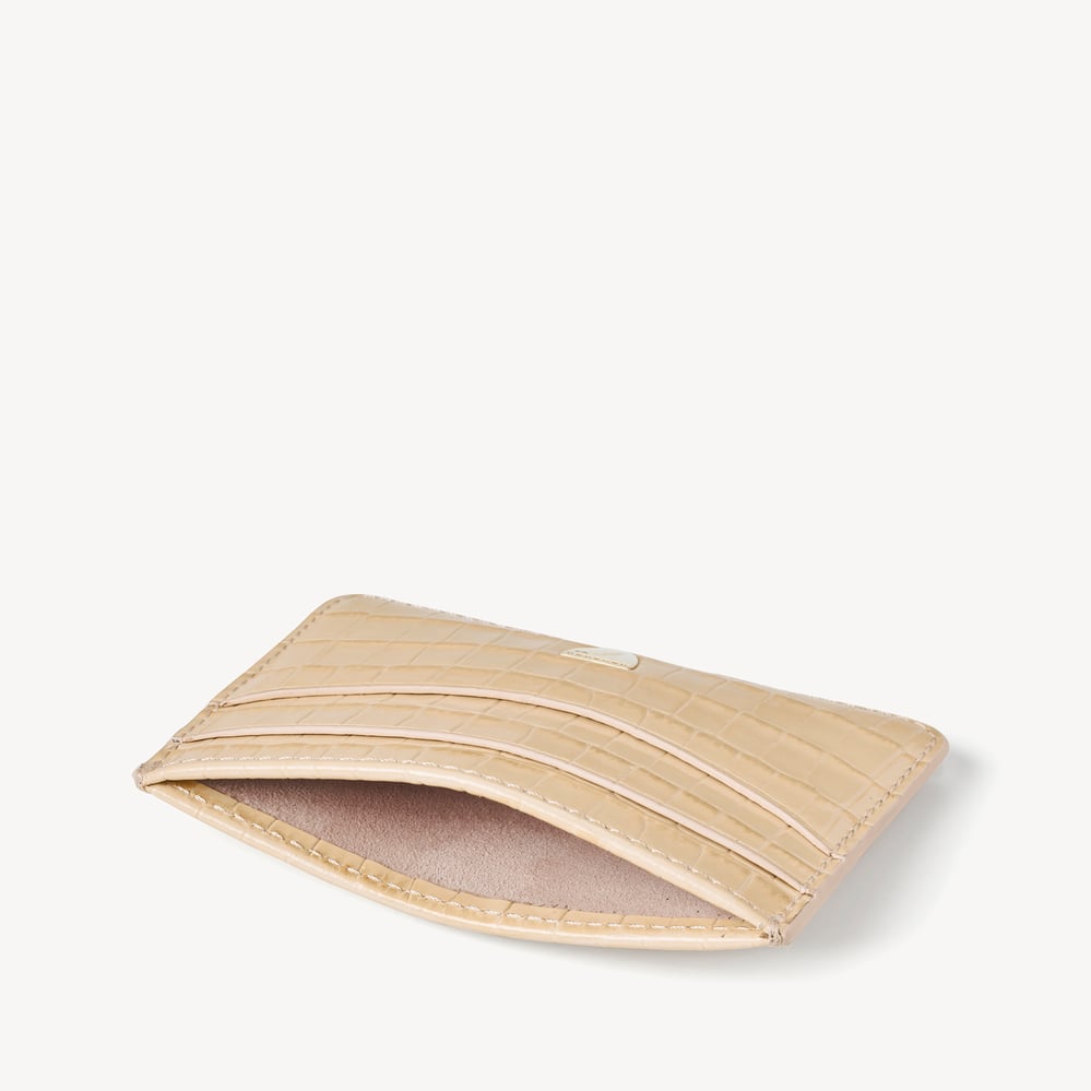 Slim Credit Card Holder Deep Shine Buttermilk Small Croc