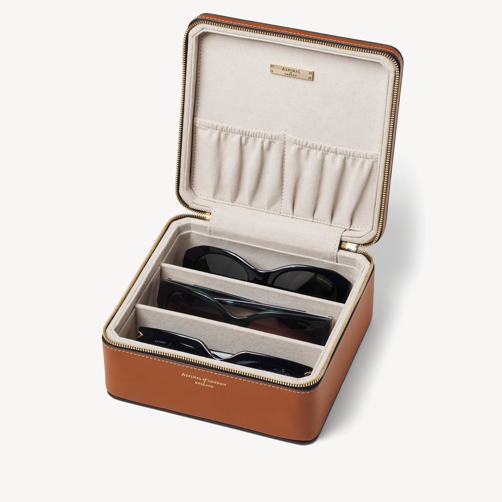 Travel Sunglasses Case Smooth Tan