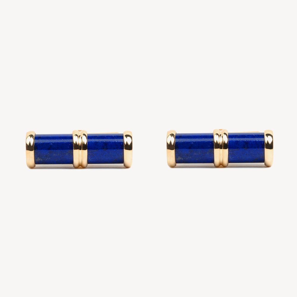 Double Barrel Cufflinks Lapis Lazulite set in 9ct Gold