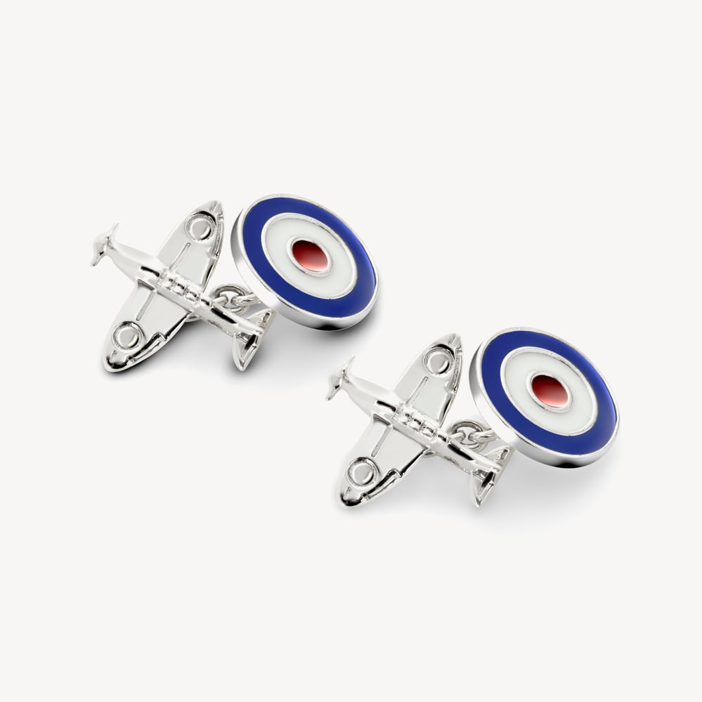 Sterling Silver & Enamel Plane Cufflinks Sterling Silver 925