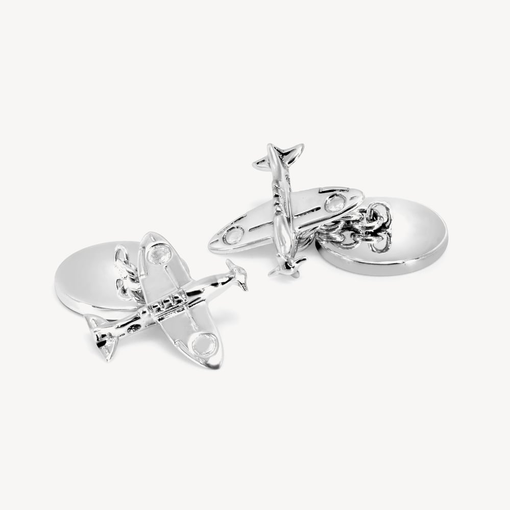 Sterling Silver & Enamel Plane Cufflinks Sterling Silver 925