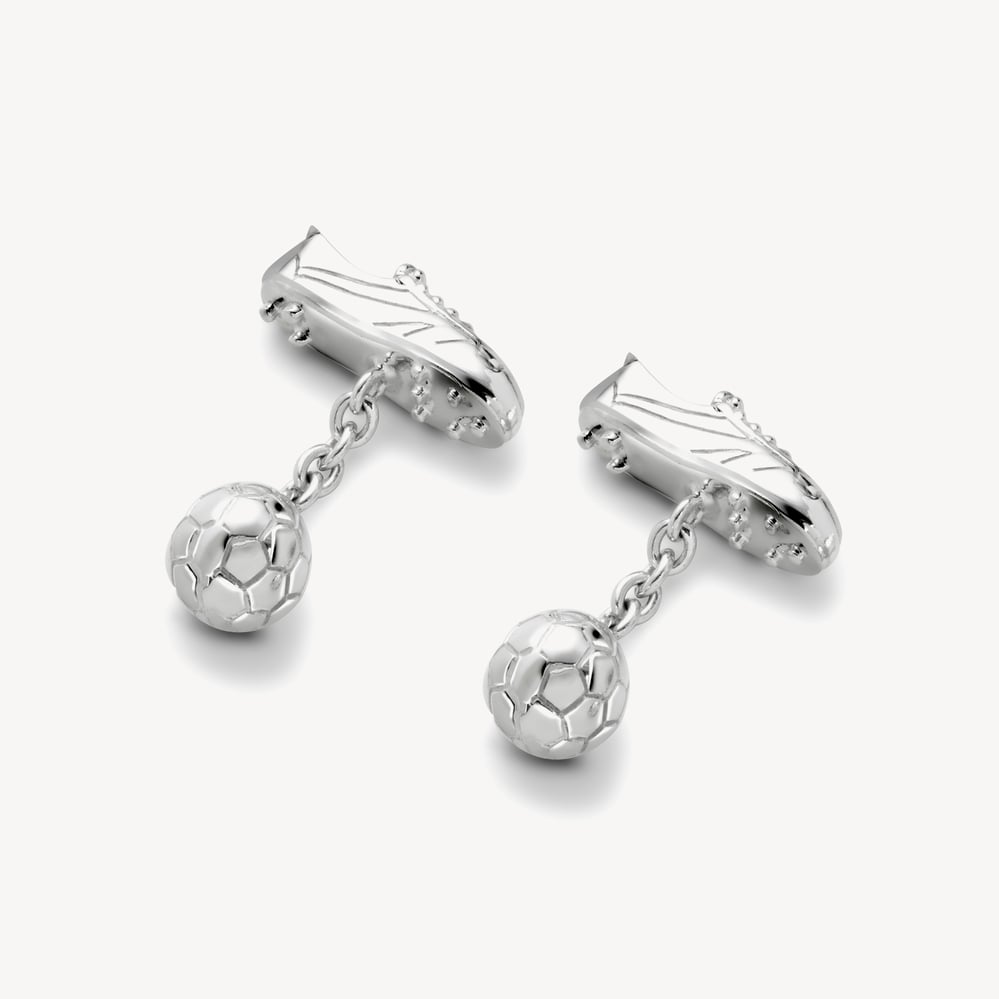 Sterling Silver Football Boot & Ball Cufflinks Sterling Silver 925