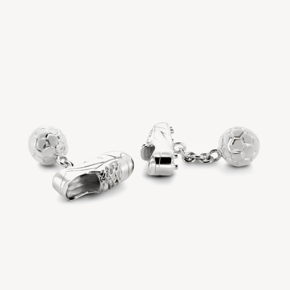 Sterling Silver Football Boot & Ball Cufflinks Sterling Silver 925