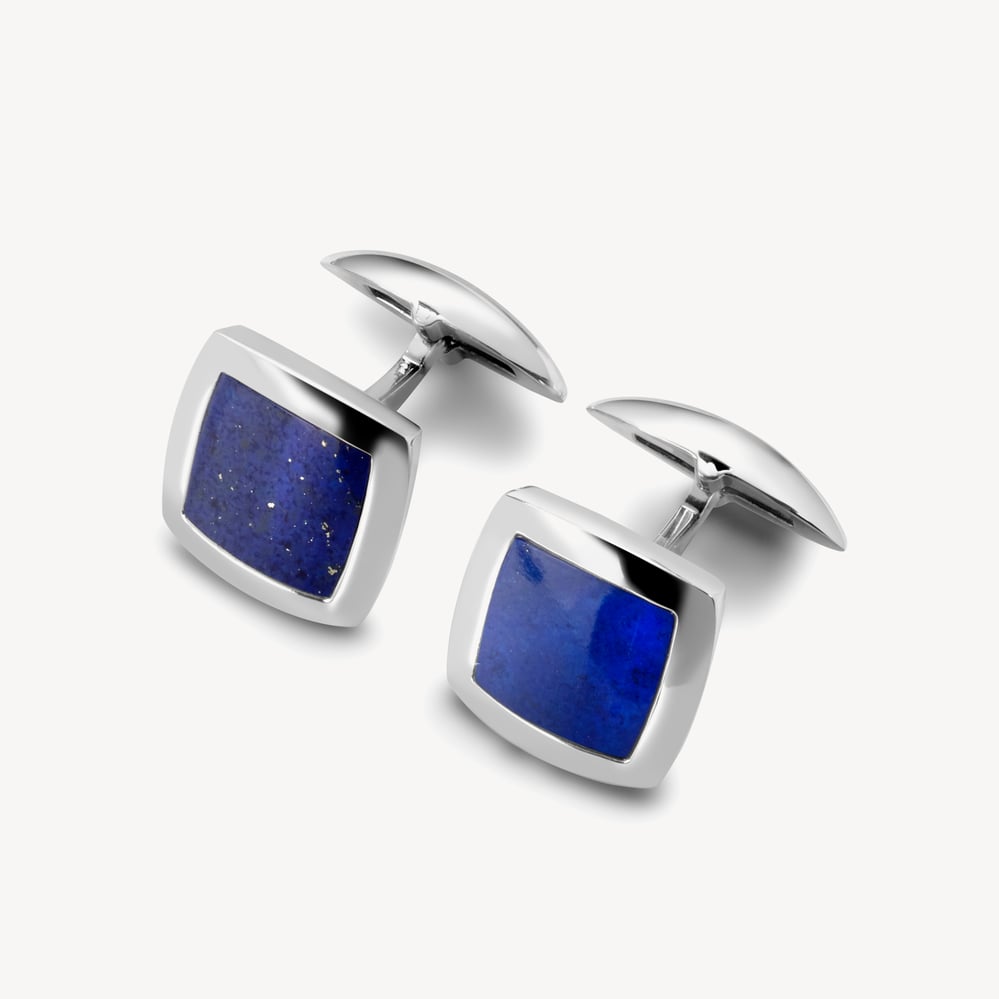 Sterling Silver Square Cufflinks Lapis & Sterling Silver 925