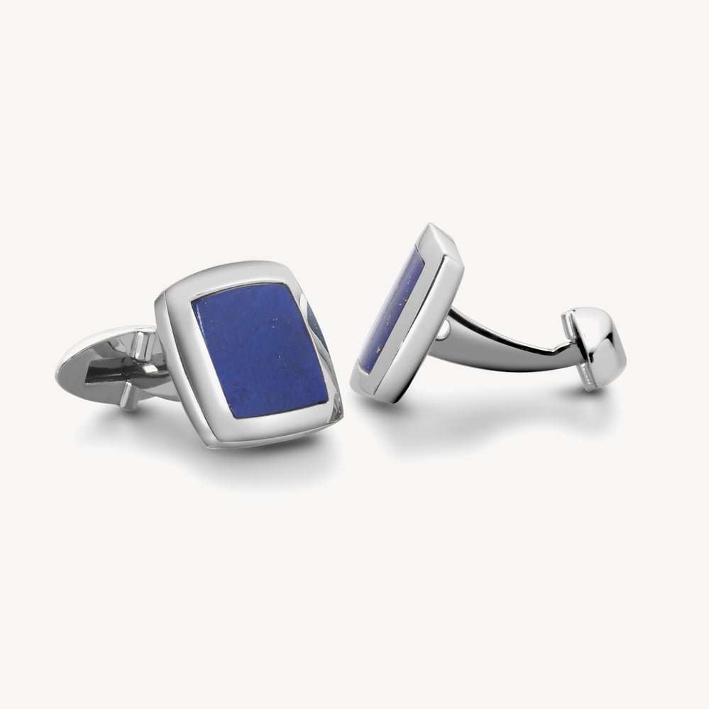 Sterling Silver Square Cufflinks Lapis & Sterling Silver 925