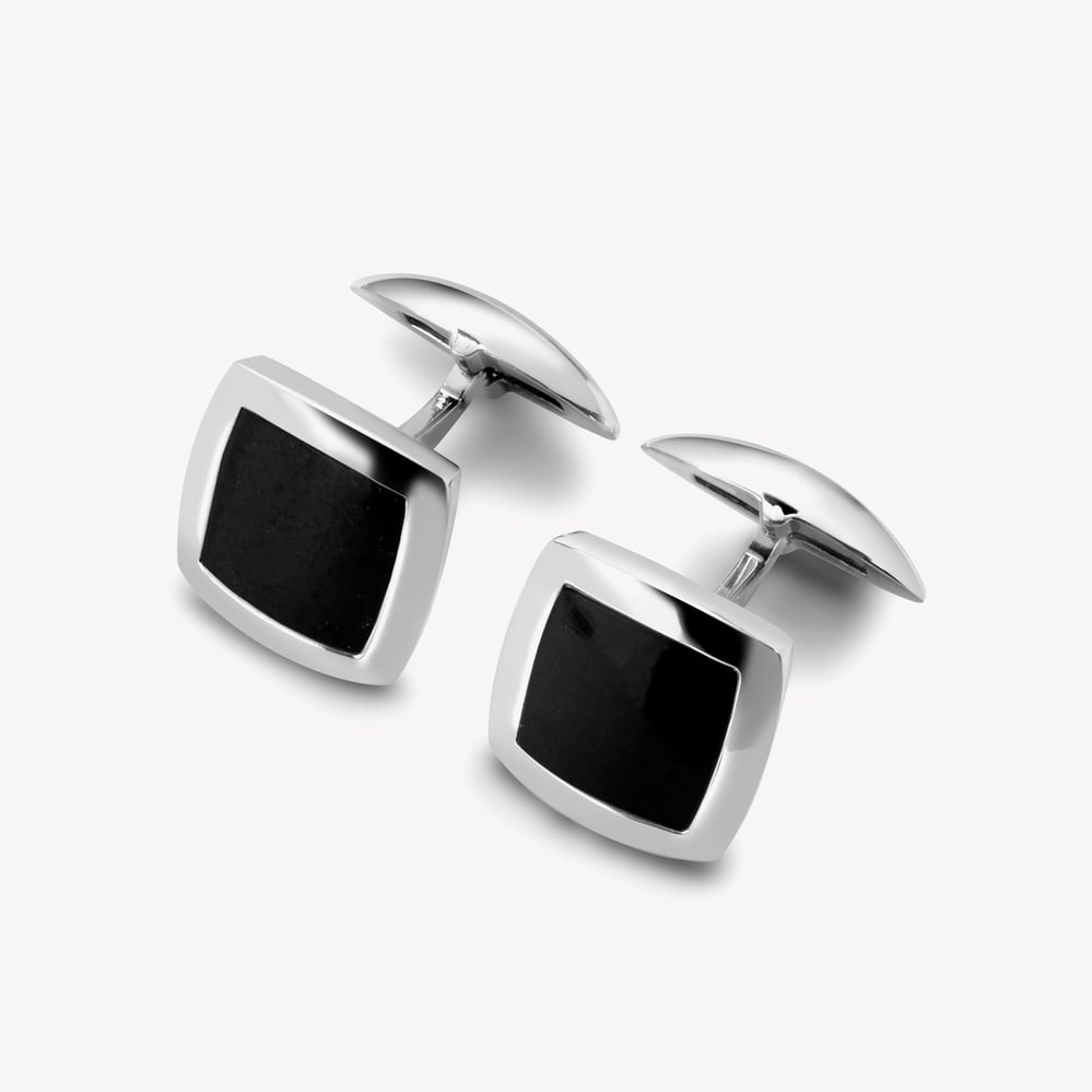 Sterling Silver Square Cufflinks Onyx & Sterling Silver 925