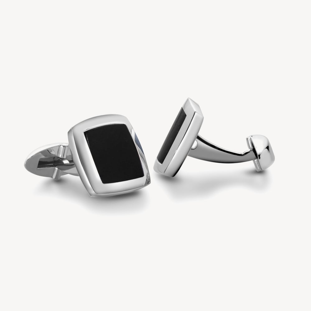 Sterling Silver Square Cufflinks Onyx & Sterling Silver 925