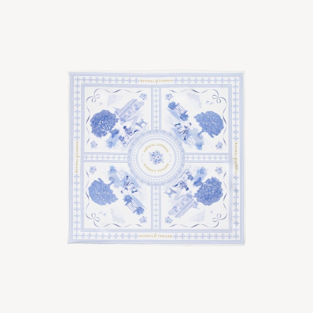 Pure Silk Pocket Square Toile De Jouy
