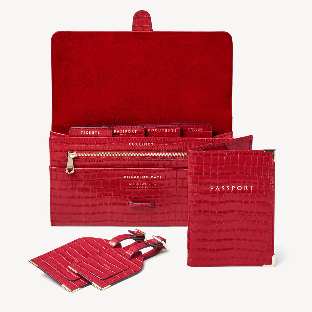 Travel Collection Deep Shine Cherry Red Small Croc