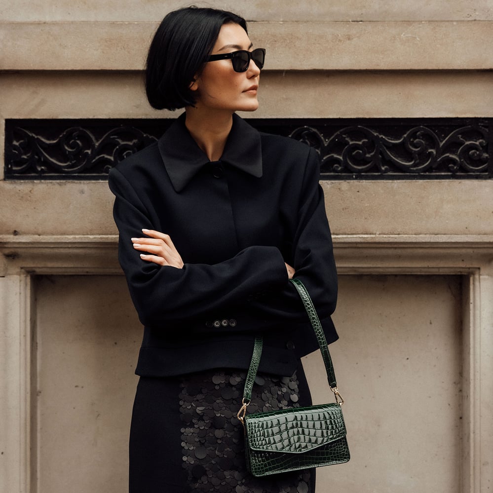 Eliza Clutch Evergreen Patent Croc