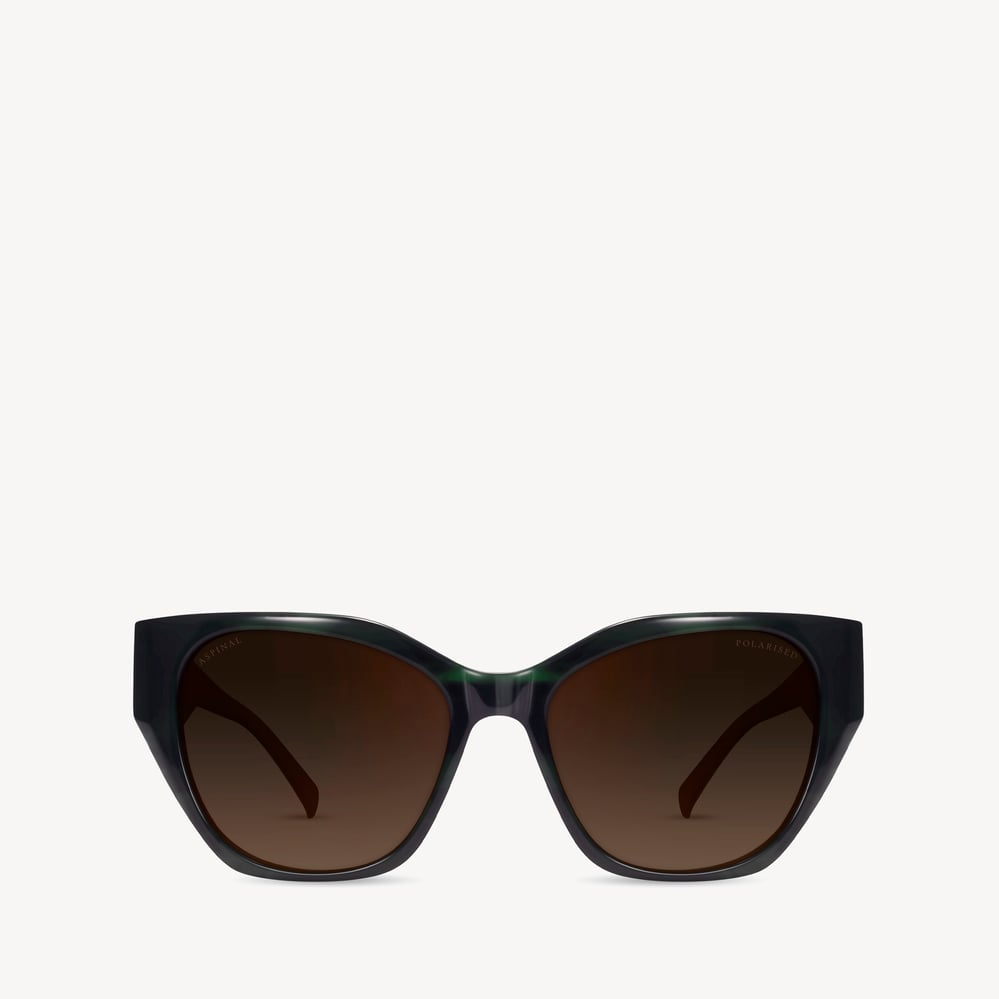 Ivy Cat-Eye Sunglasses Green Striation 