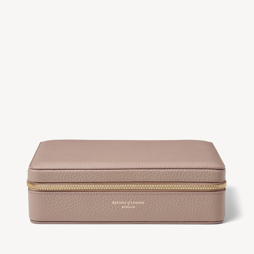 Large Travel Jewellery Case Soft Taupe Pebble