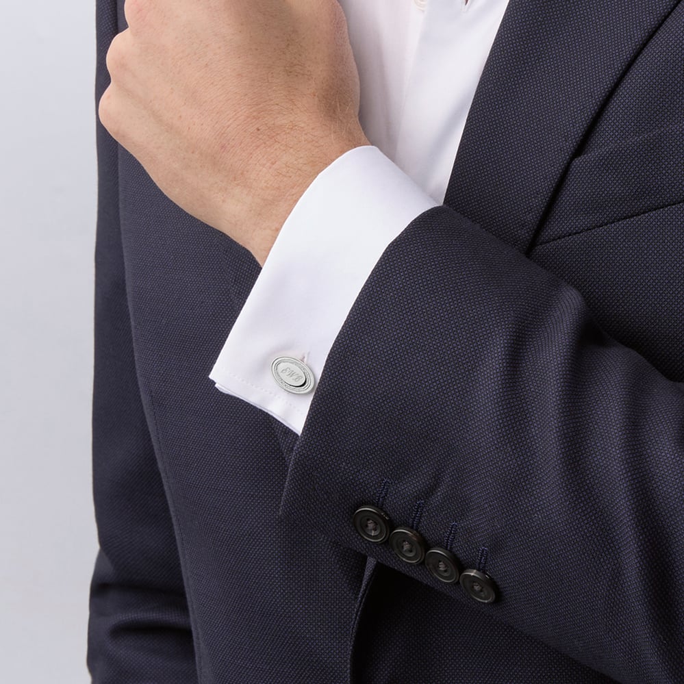 Engraved Edge Oval Personalised Cufflinks Sterling Silver 925 Plated