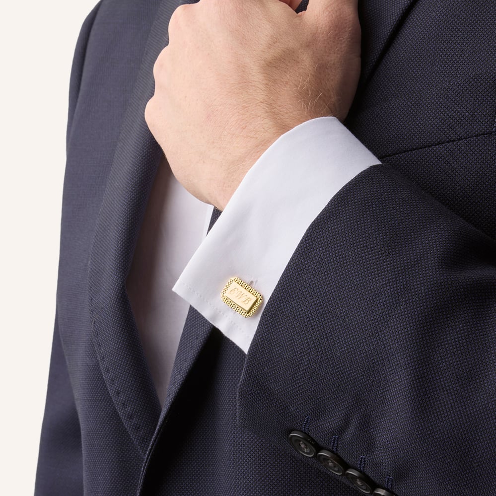 Engraved Edge Rectangular Personalised Cufflinks Gold Plated