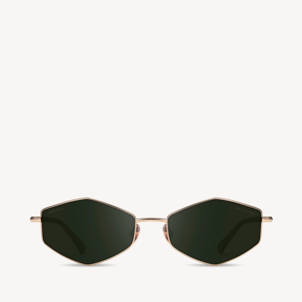 Sophia Hexagonal Sunglasses Light Gold Stainless Steel