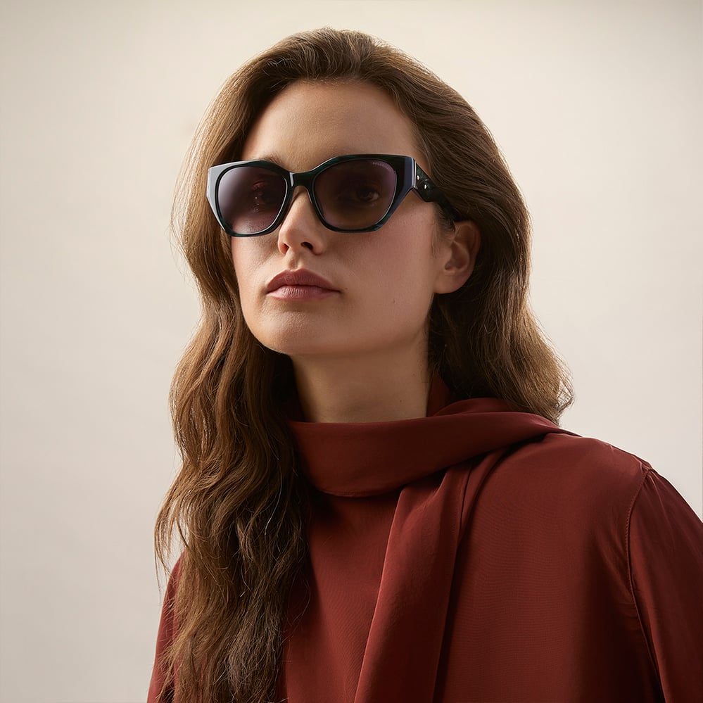 Ivy Cat-Eye Sunglasses Green Striation 