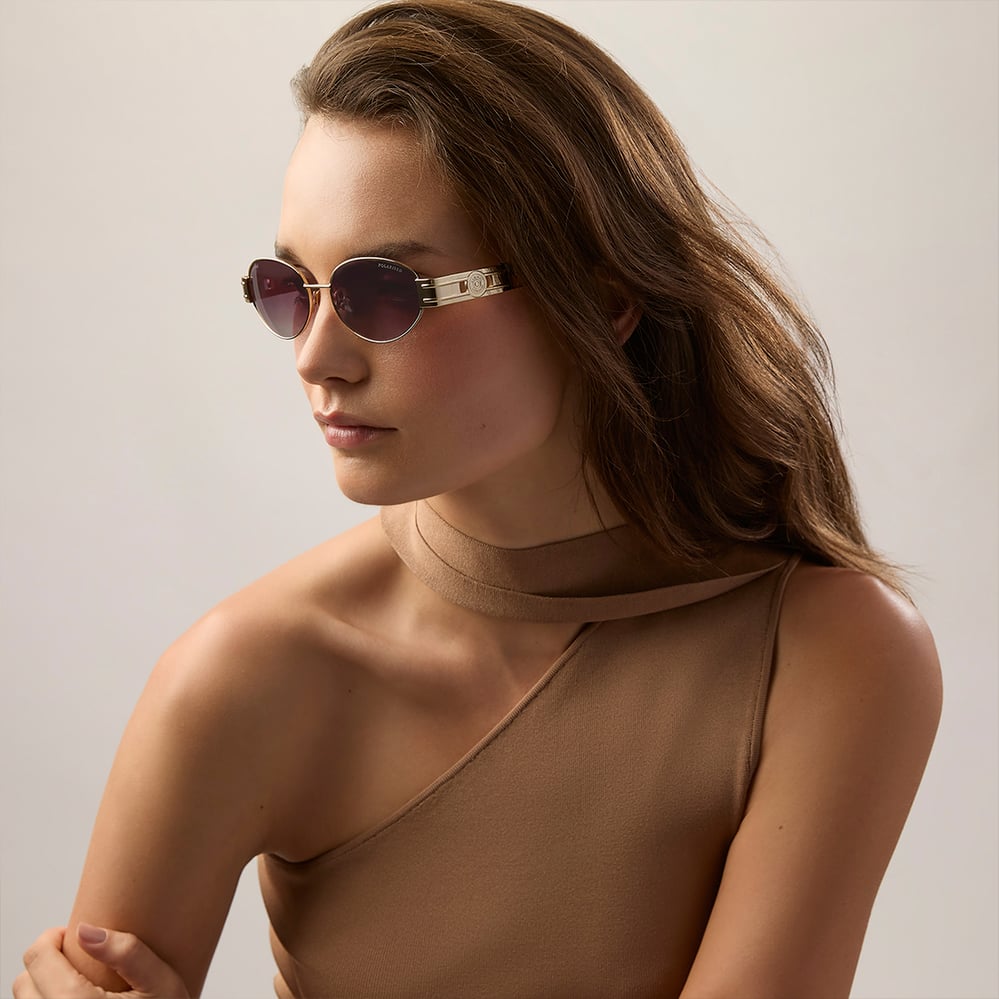 Poppy Oval Sunglasses Light Gold Stainless Steel