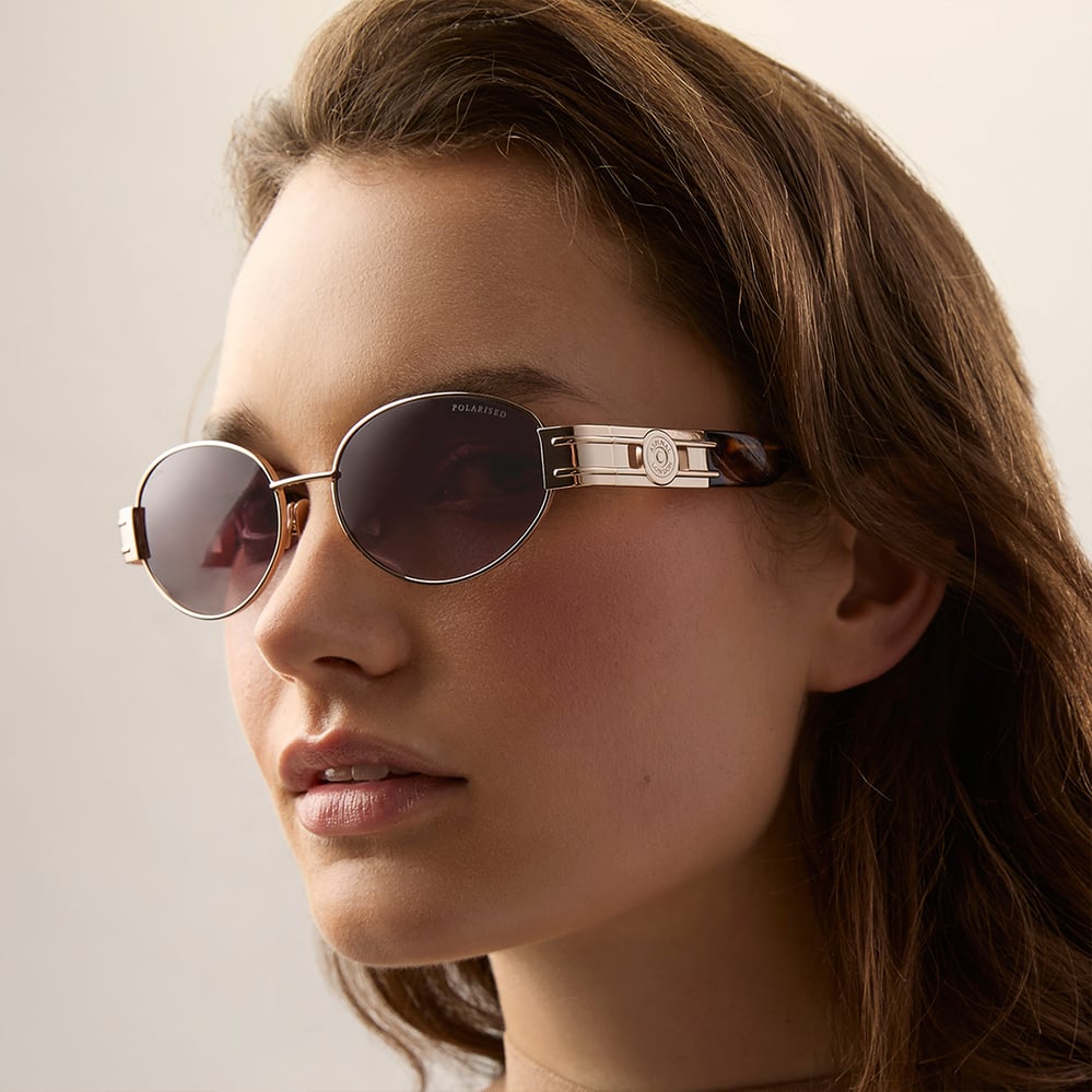 Poppy Oval Sunglasses Light Gold Stainless Steel
