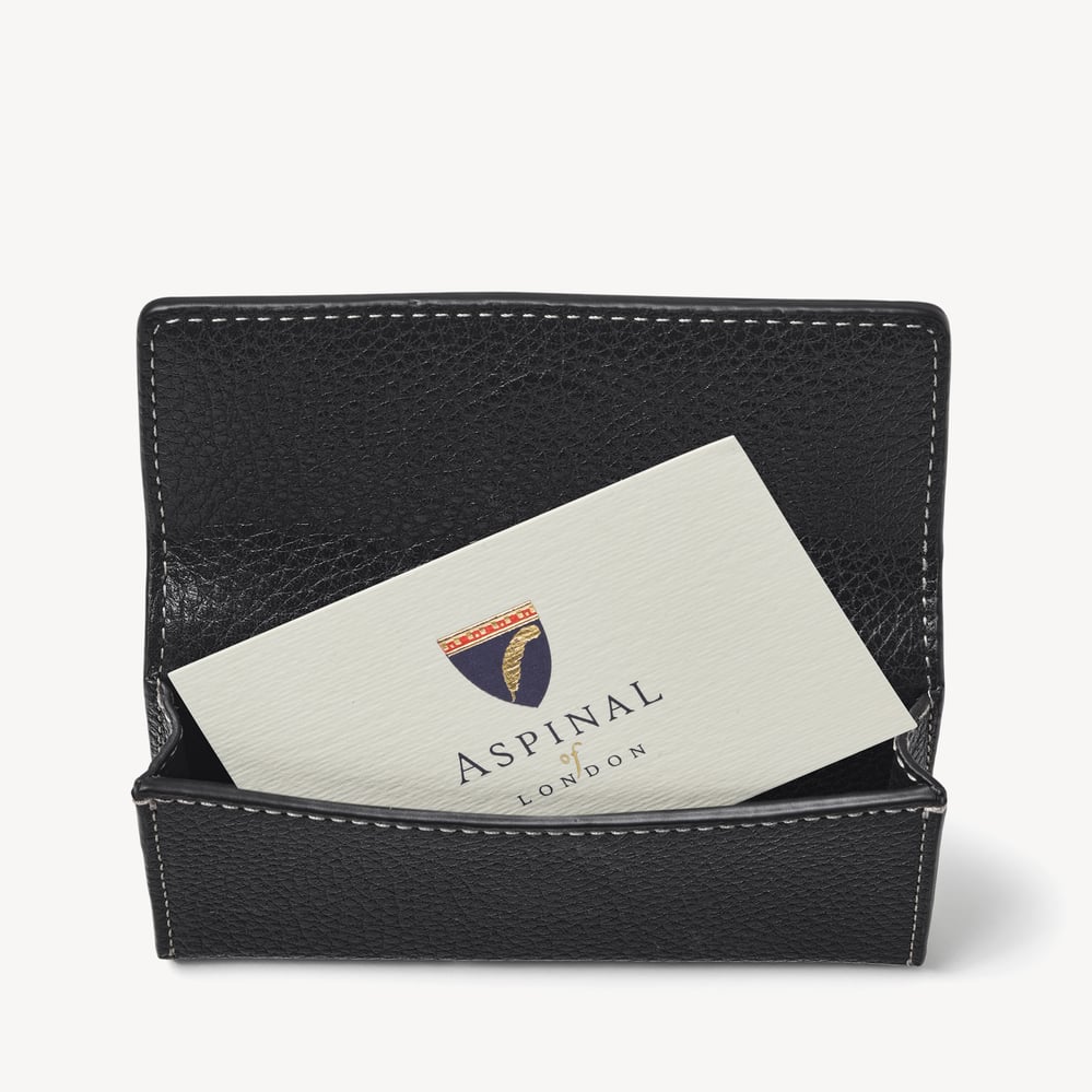 Business Card Holder Black Milled Pebble