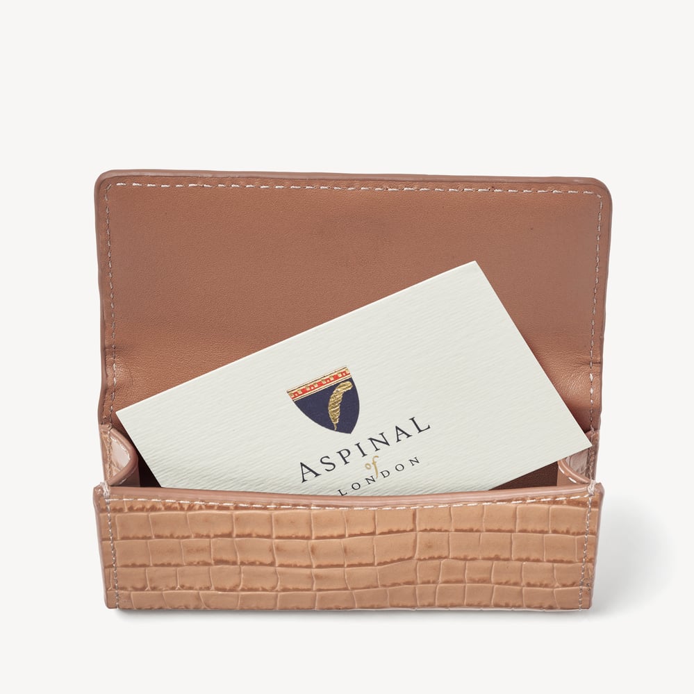 Business Card Holder Deep Shine Caramel Small Croc