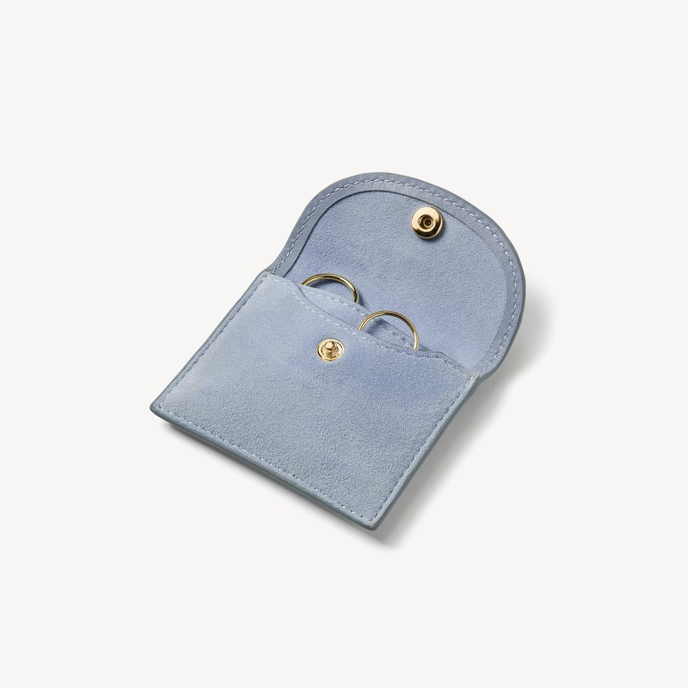 Double Ring Pouch Sky Blue Suede