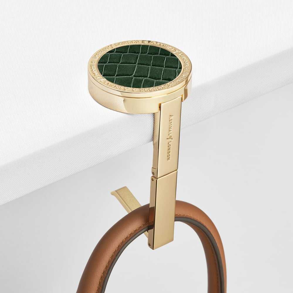 Foldable Handbag Hook Deep Shine Evergreen Small Croc