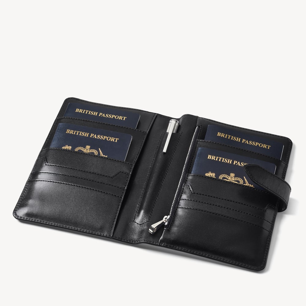 Deluxe Family Travel Wallet Smooth Black