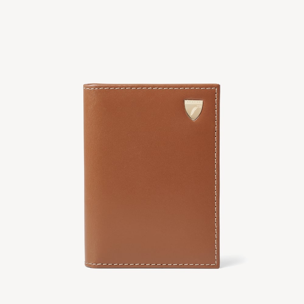 Double Fold Credit Card Holder Smooth Tan & Sky Blue