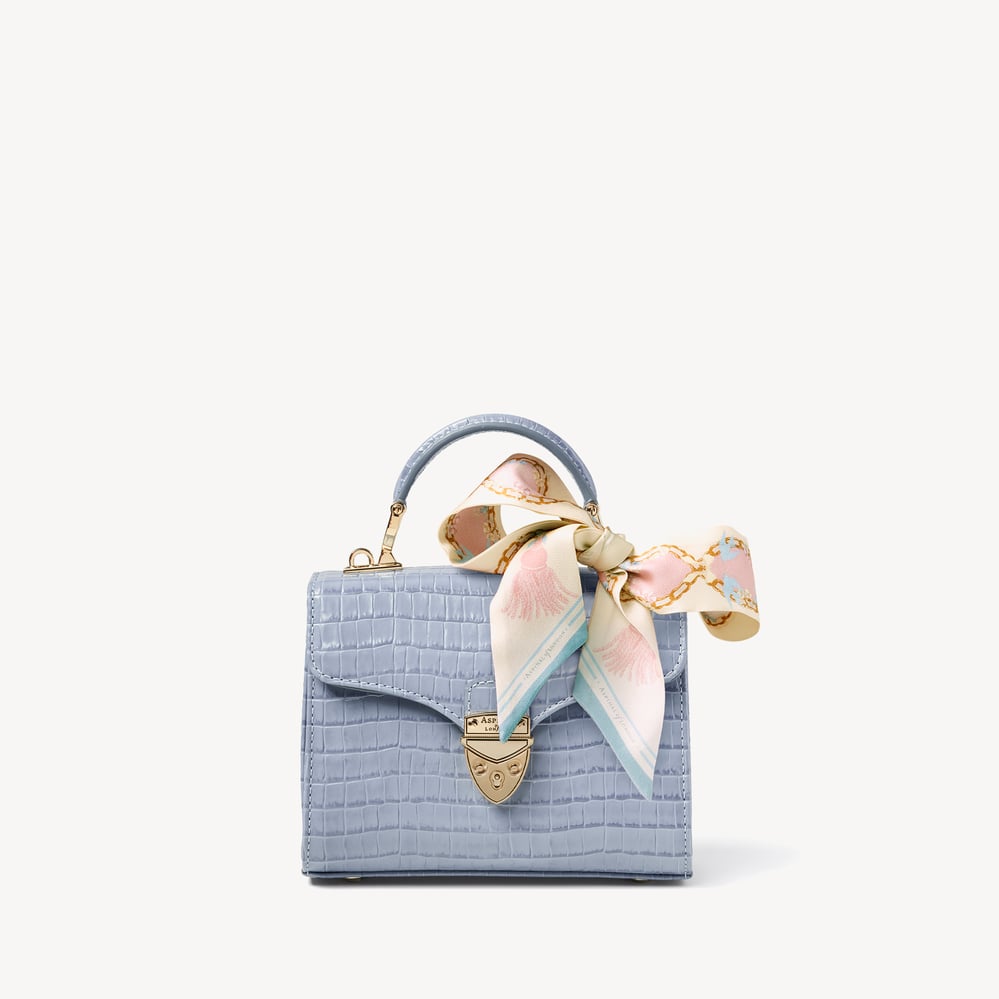 Mini Mayfair® with Silk Neck Scarf Deep Shine Sky Blue Small Croc