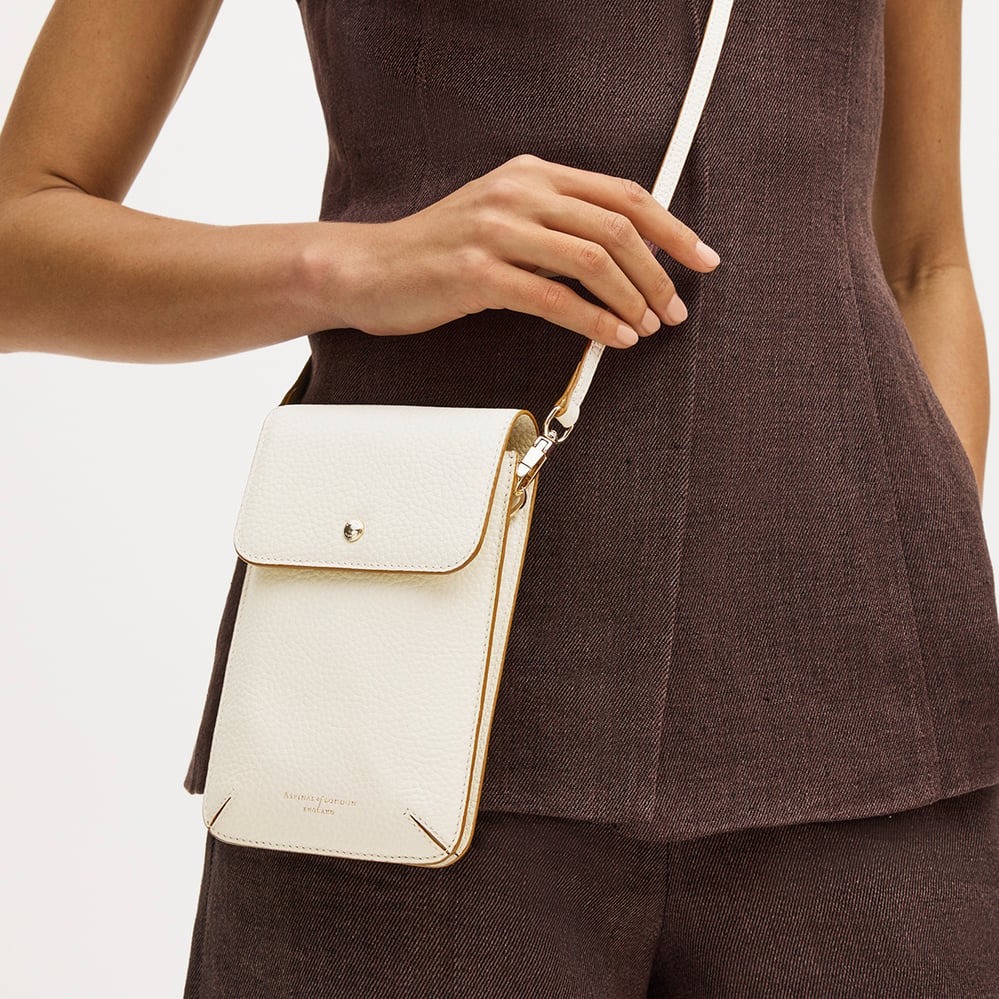 Duo Phone Crossbody Pouch Ivory Pebble