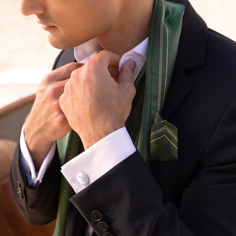 Pure Silk Pocket Square Evergreen Quadrant