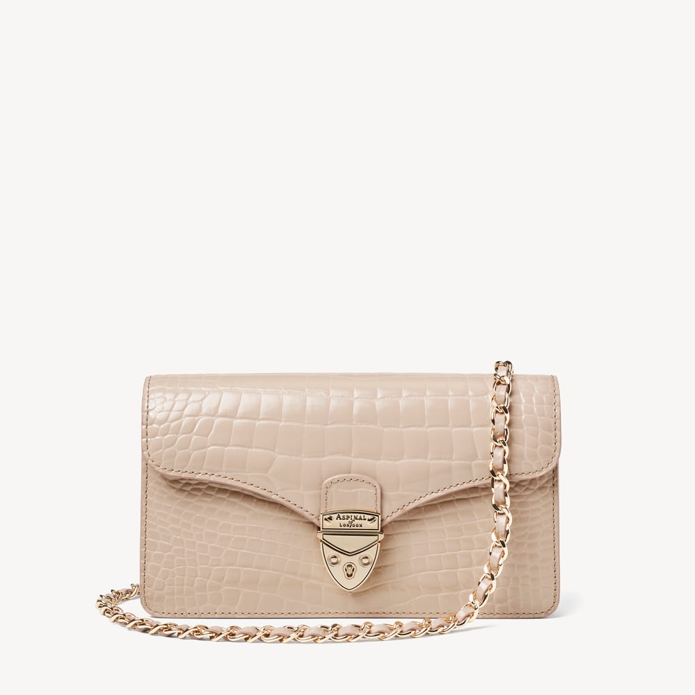 Mayfair®Clutch Soft Taupe Patent Croc