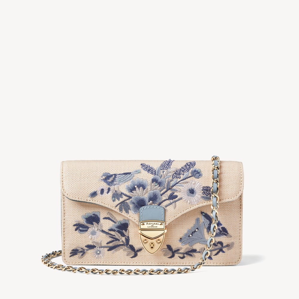 Mayfair®Clutch Sky Blue English Garden Hand Embroidery