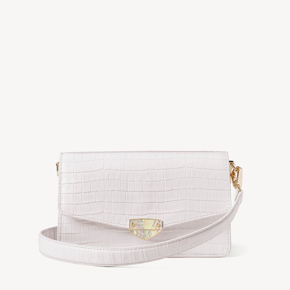 Eliza Clutch Deep Shine Chalk White Small Croc