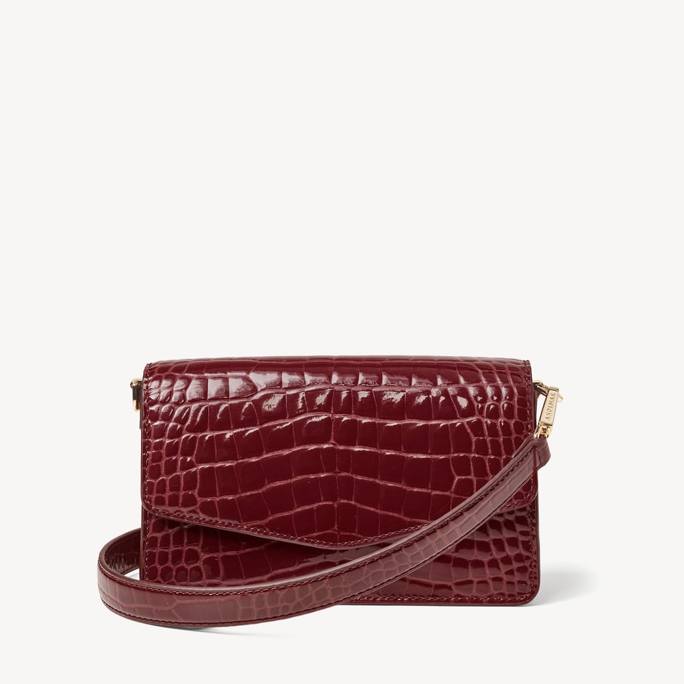 Eliza Clutch Merlot Patent Croc