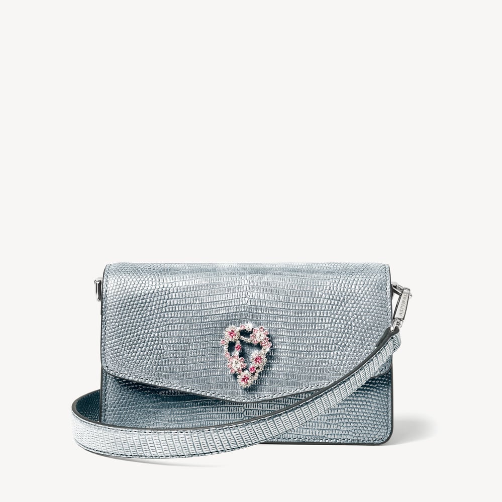 Eliza Clutch Peacock Blue Lizard