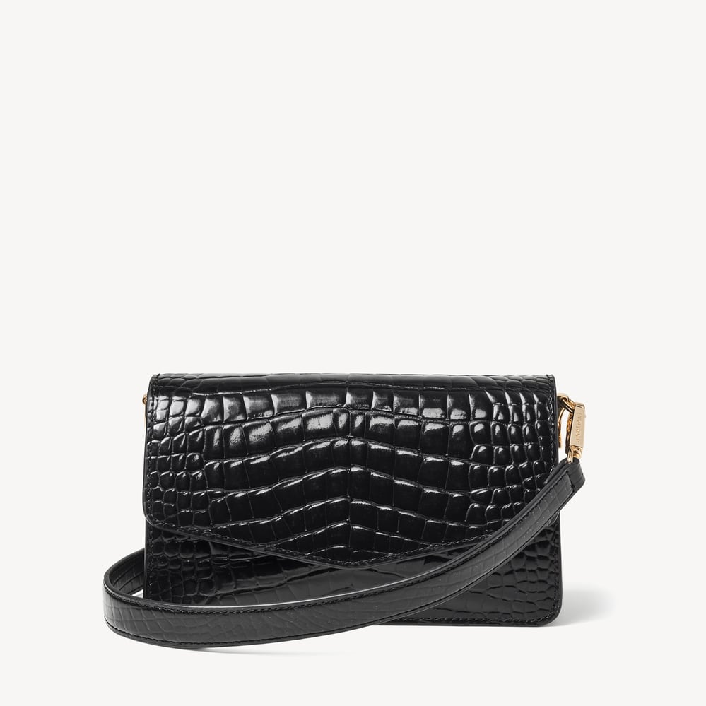 Eliza Clutch Black Patent Croc